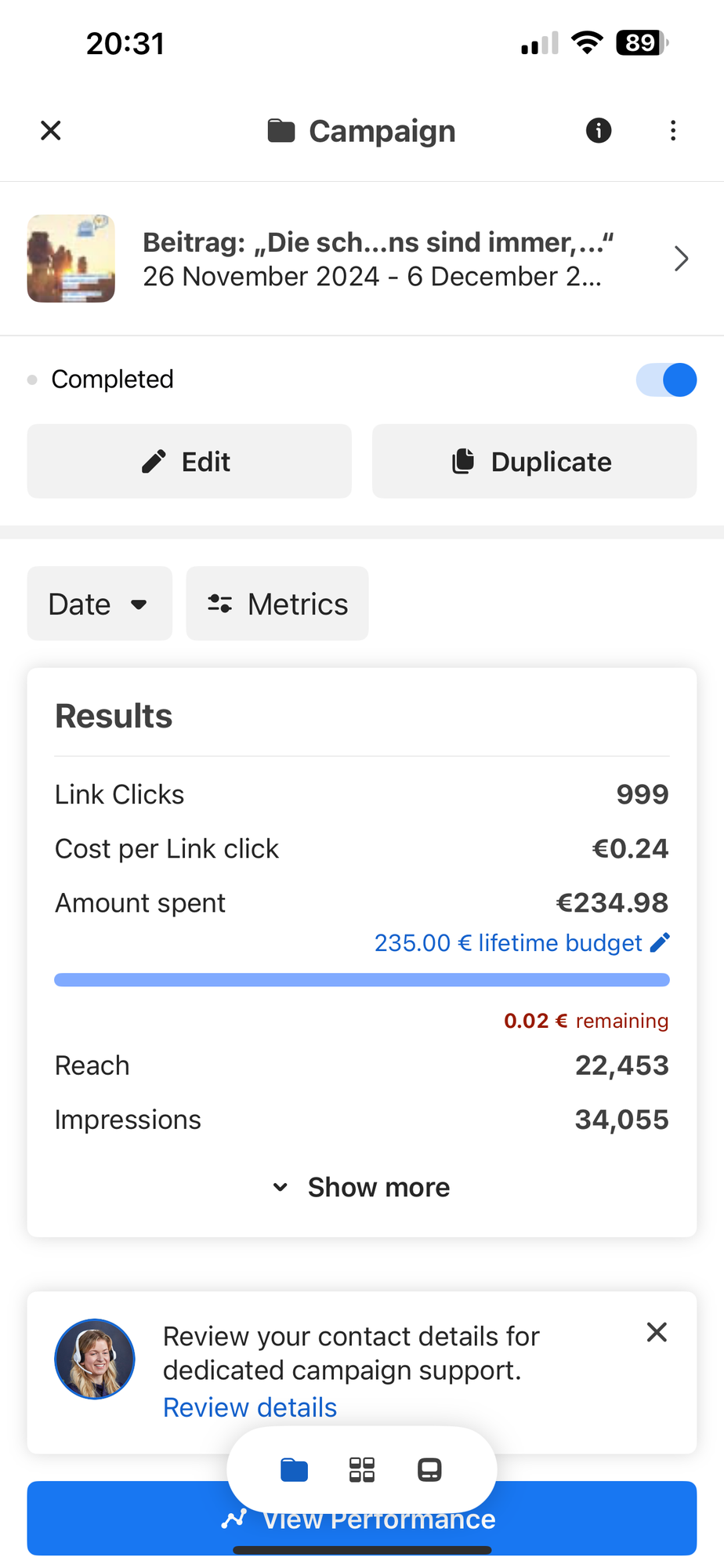 Meta: 999 Clicks @ €0.24